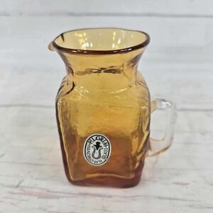 Pilgrim Glass Amber Textured Mini Pitcher Small Creamer Jug Vase